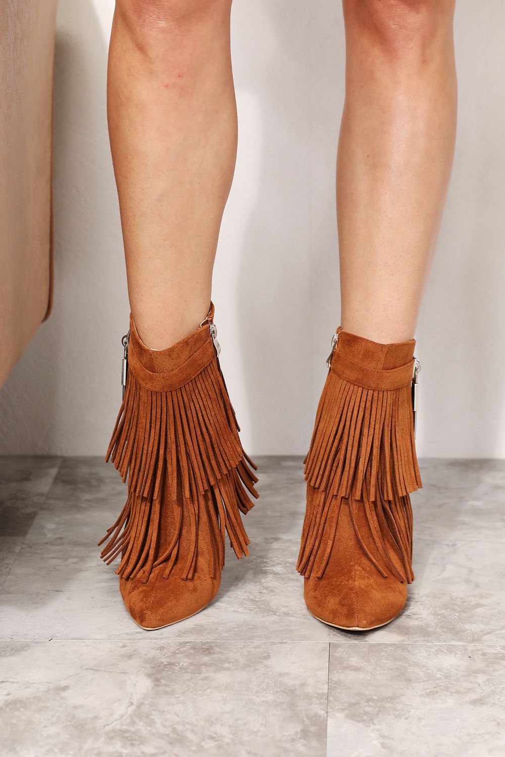 Legend Women's Tassel Wedge Heel Ankle Booties BLUE ZONE PLANET