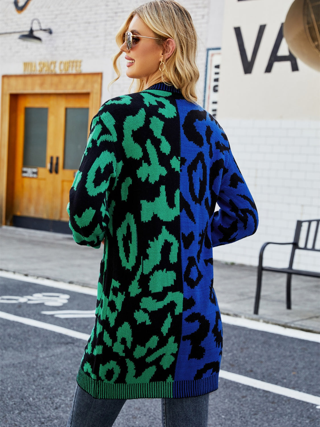 Leopard Button Down Longline Cardigan BLUE ZONE PLANET
