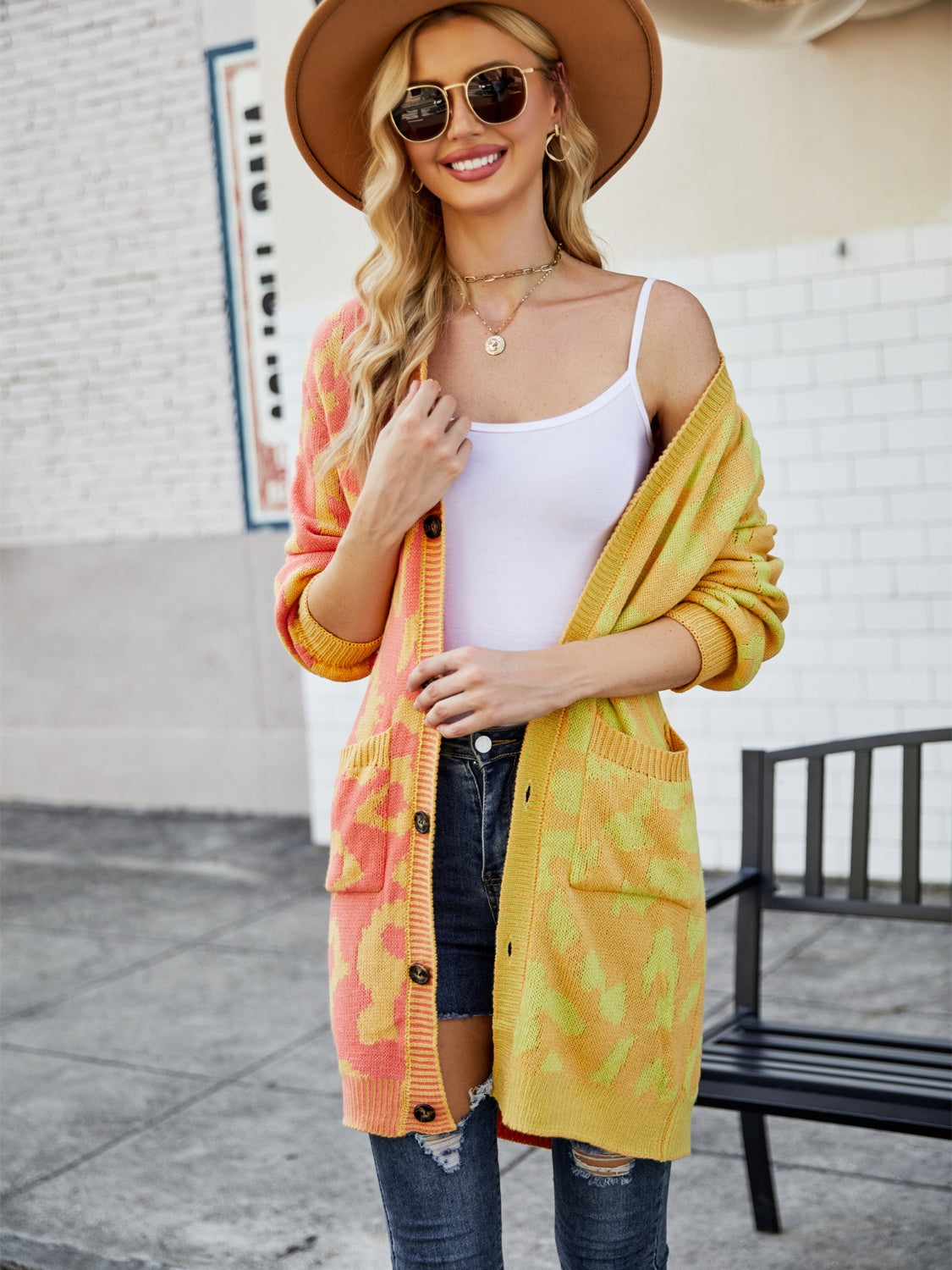 Leopard Button Down Longline Cardigan BLUE ZONE PLANET