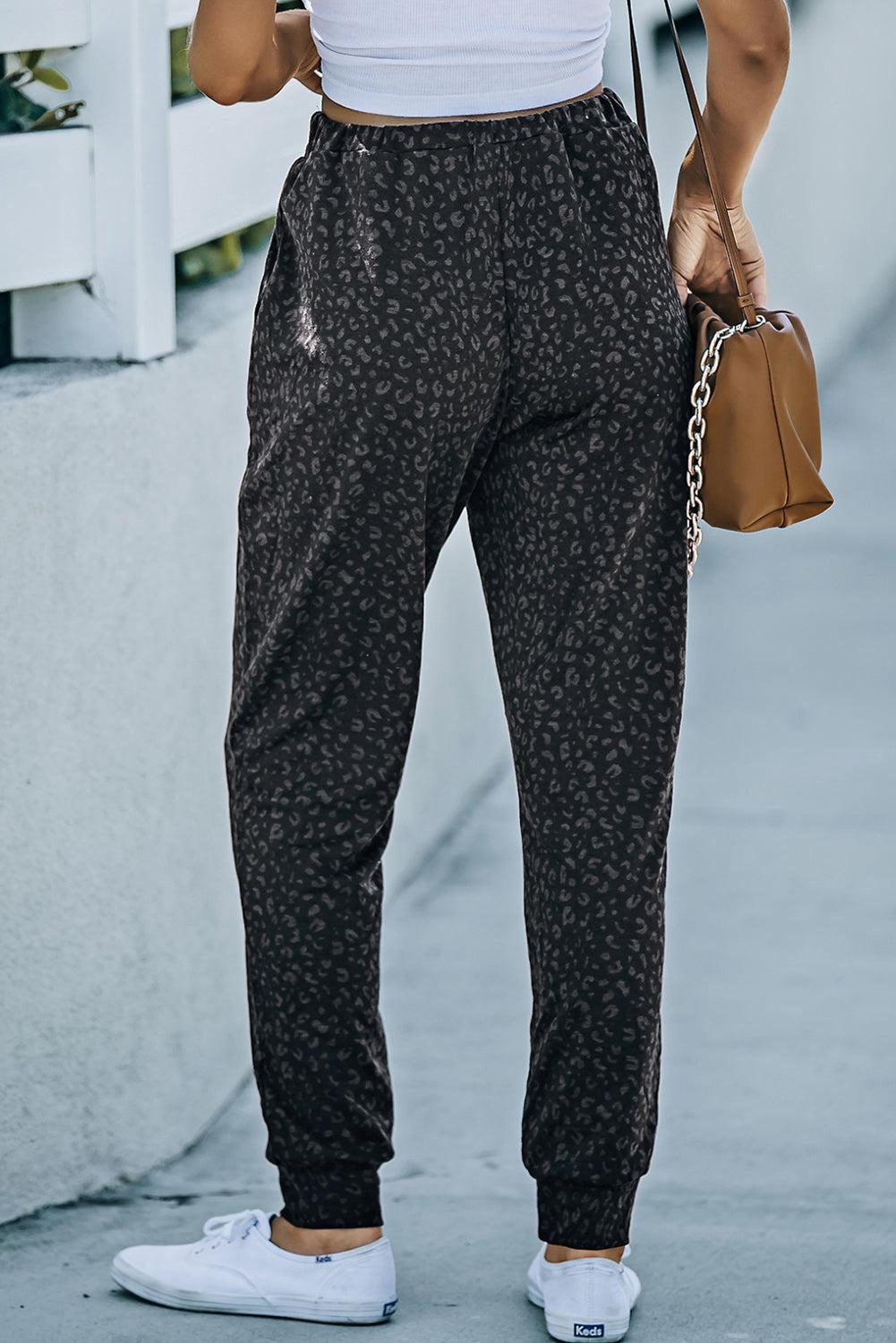 Leopard Print Joggers with Pockets BLUE ZONE PLANET