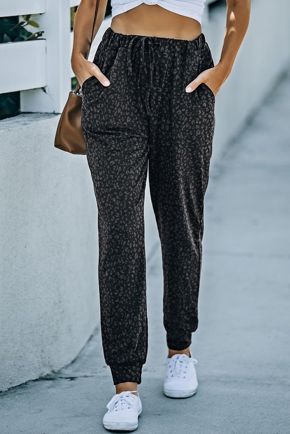 Leopard Print Joggers with Pockets BLUE ZONE PLANET