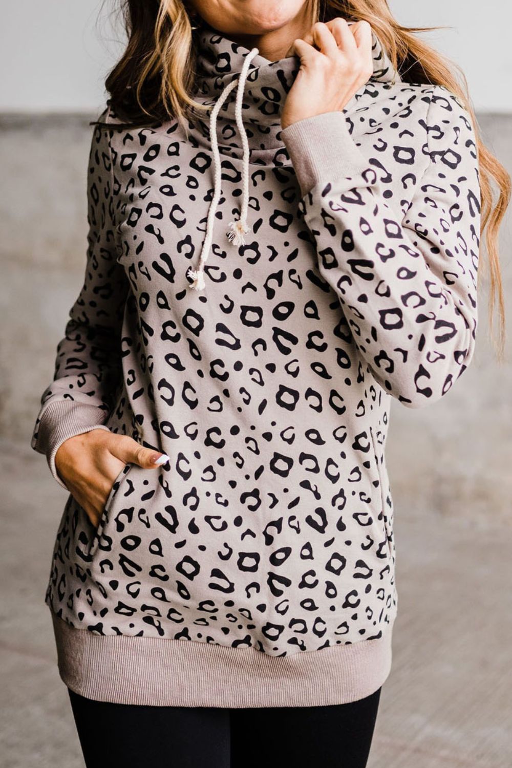 Leopard Print Long Sleeve Hoodie BLUE ZONE PLANET