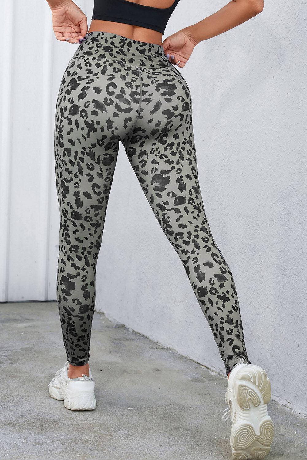 Leopard Print Wide Waistband Leggings BLUE ZONE PLANET