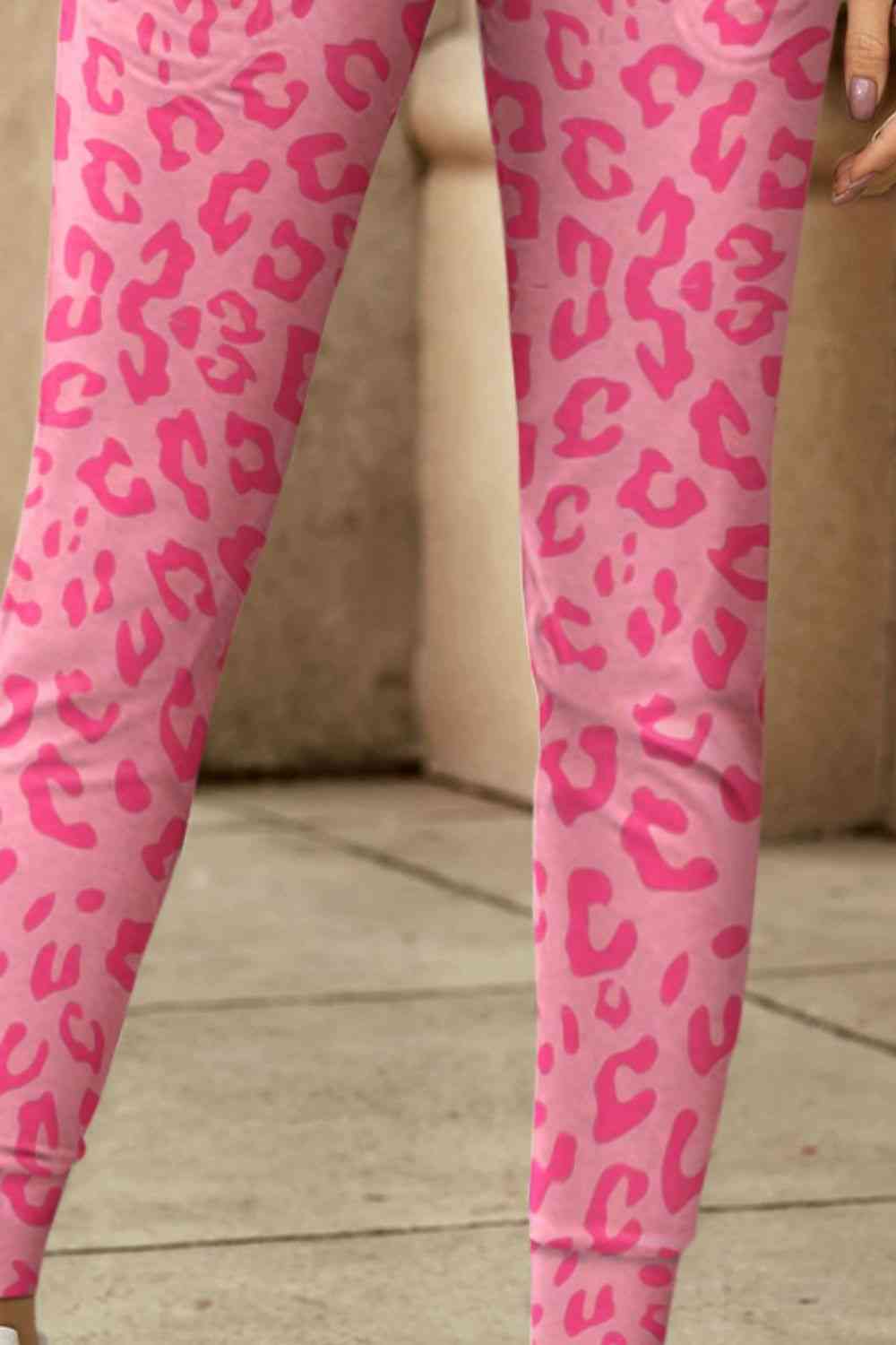 Leopard Print Wide Waistband Skinny Pants BLUE ZONE PLANET