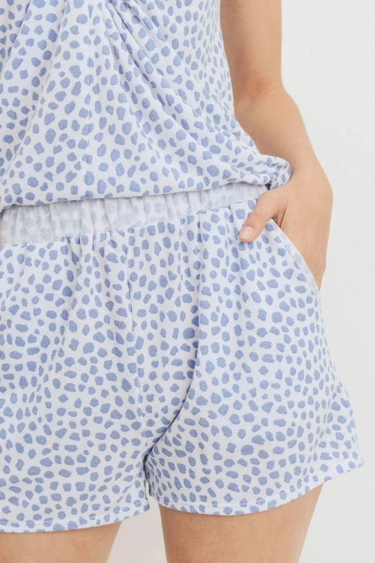 Leopard Printed Terry Short Pants Blue Zone Planet