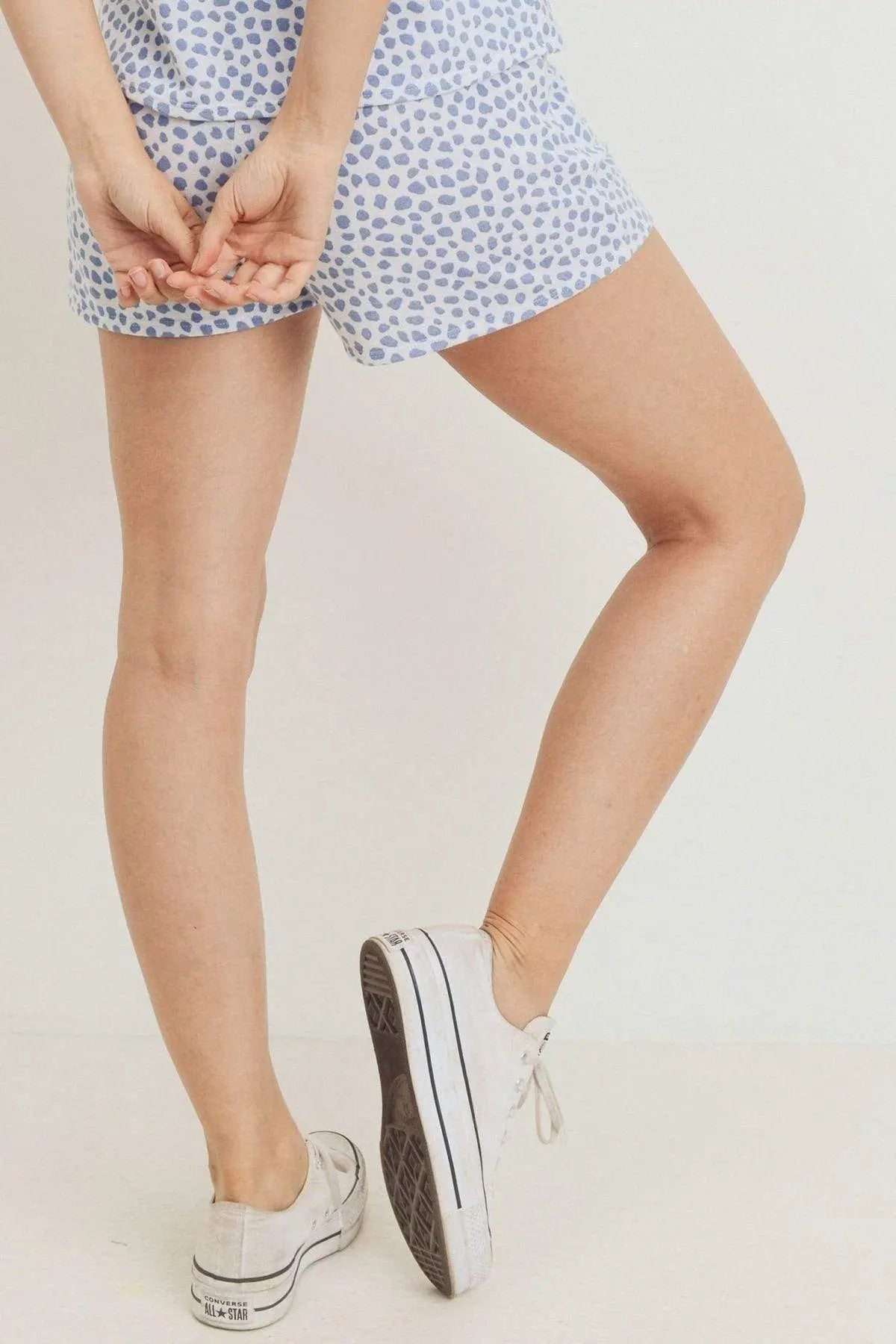 Leopard Printed Terry Short Pants Blue Zone Planet
