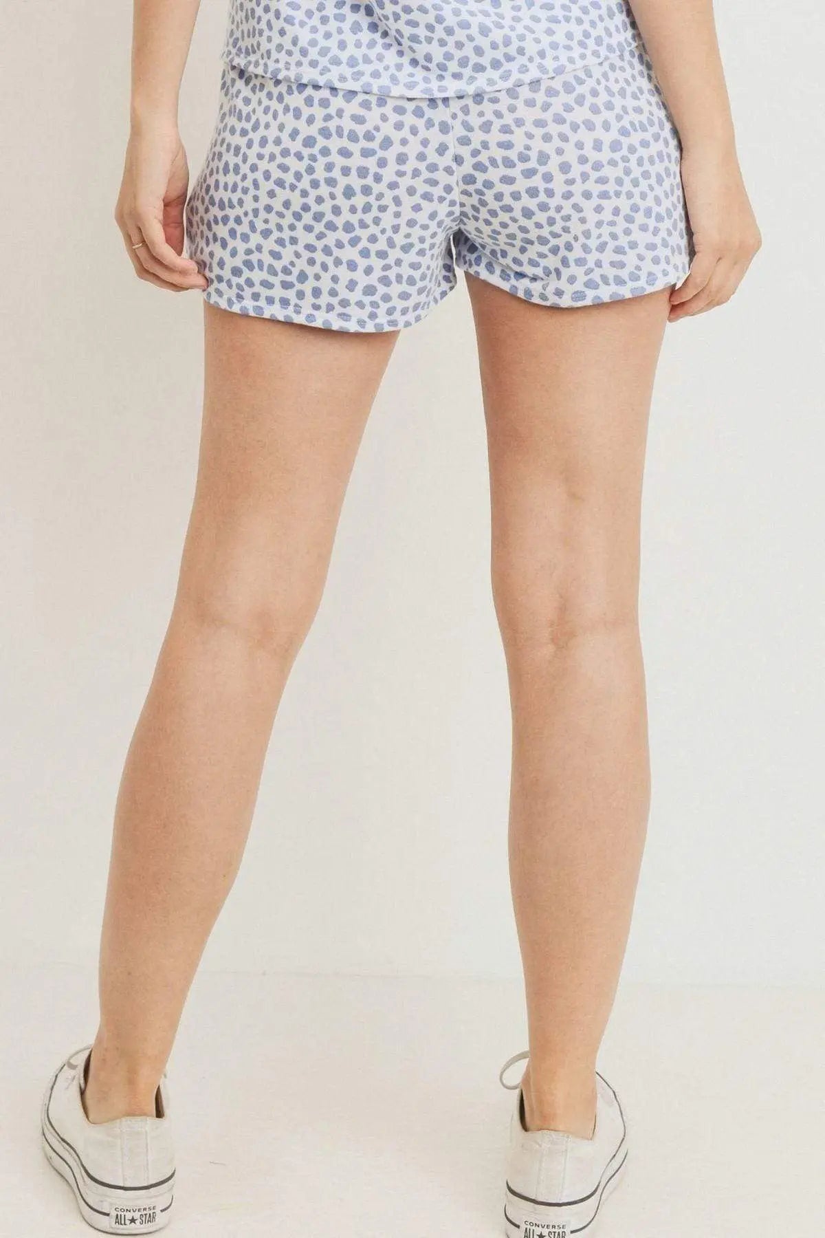 Leopard Printed Terry Short Pants Blue Zone Planet