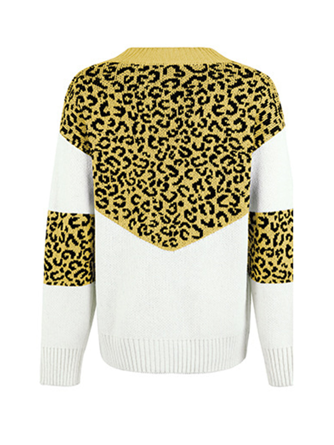 Leopard V-Neck Dropped Shoulder Sweater BLUE ZONE PLANET