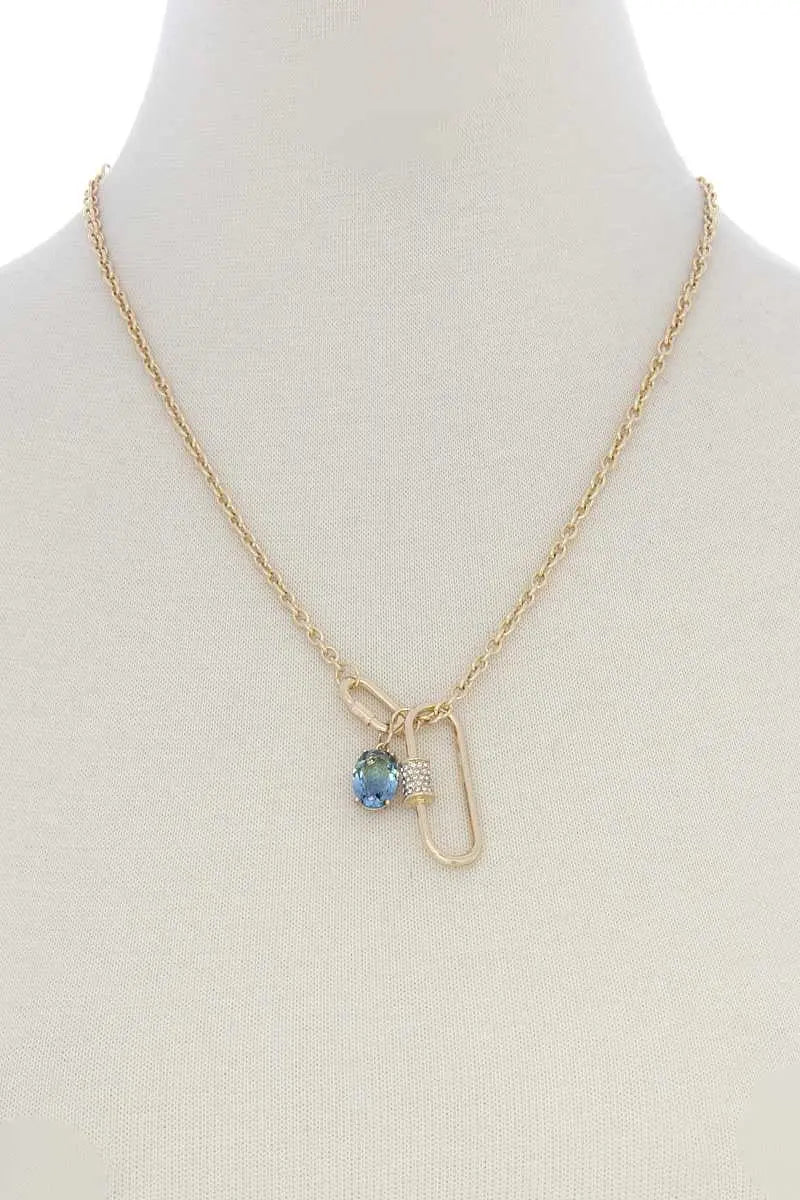 Life is a beach Find your wave Oval Shape Rhinestone Charm Necklace Blue Zone Planet