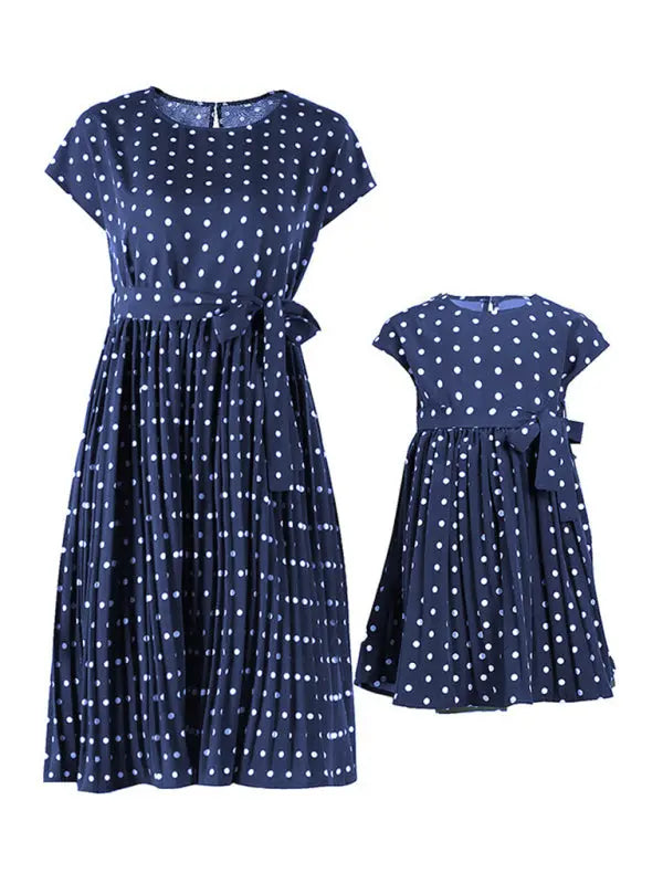 Lily's Woven Polka Dot Pleated Midi Dress kakaclo