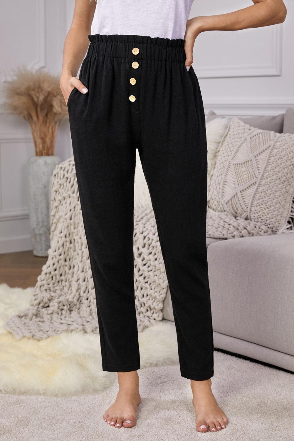 Linen Blend Pocketed Pants BLUE ZONE PLANET