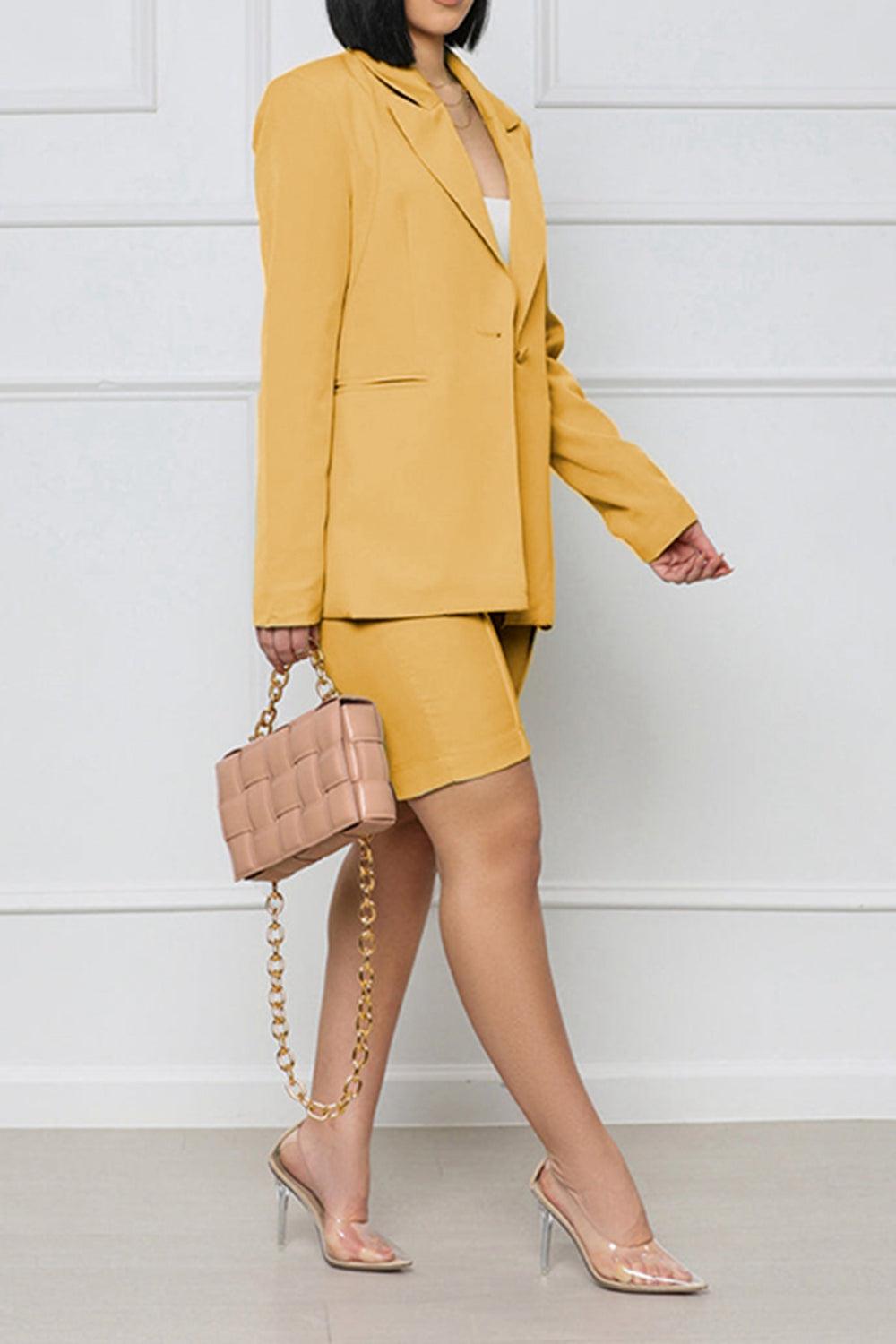 Long Sleeve Blazer and Shorts Set BLUE ZONE PLANET