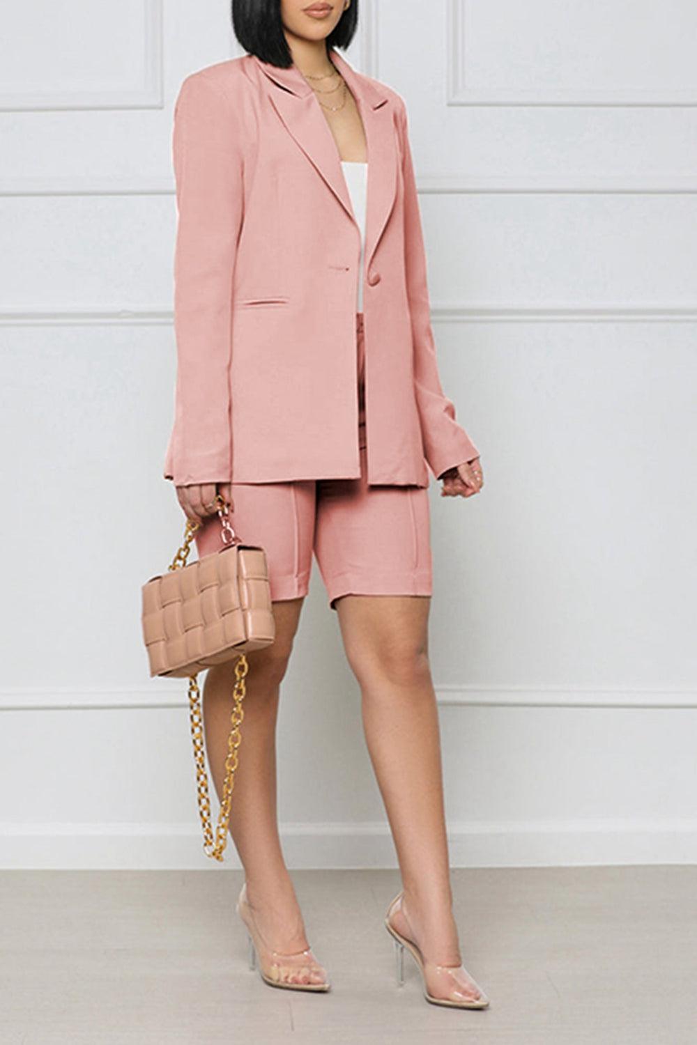 Long Sleeve Blazer and Shorts Set BLUE ZONE PLANET