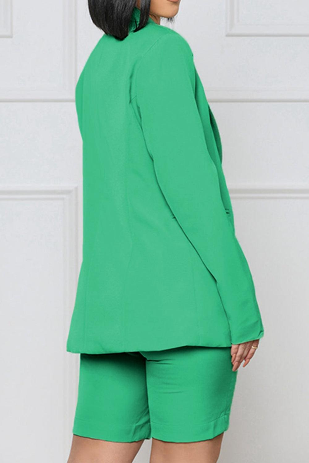 Long Sleeve Blazer and Shorts Set BLUE ZONE PLANET