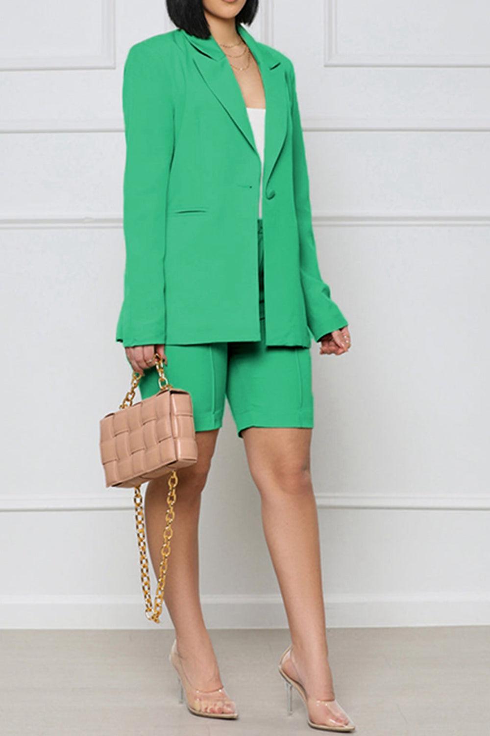 Long Sleeve Blazer and Shorts Set BLUE ZONE PLANET