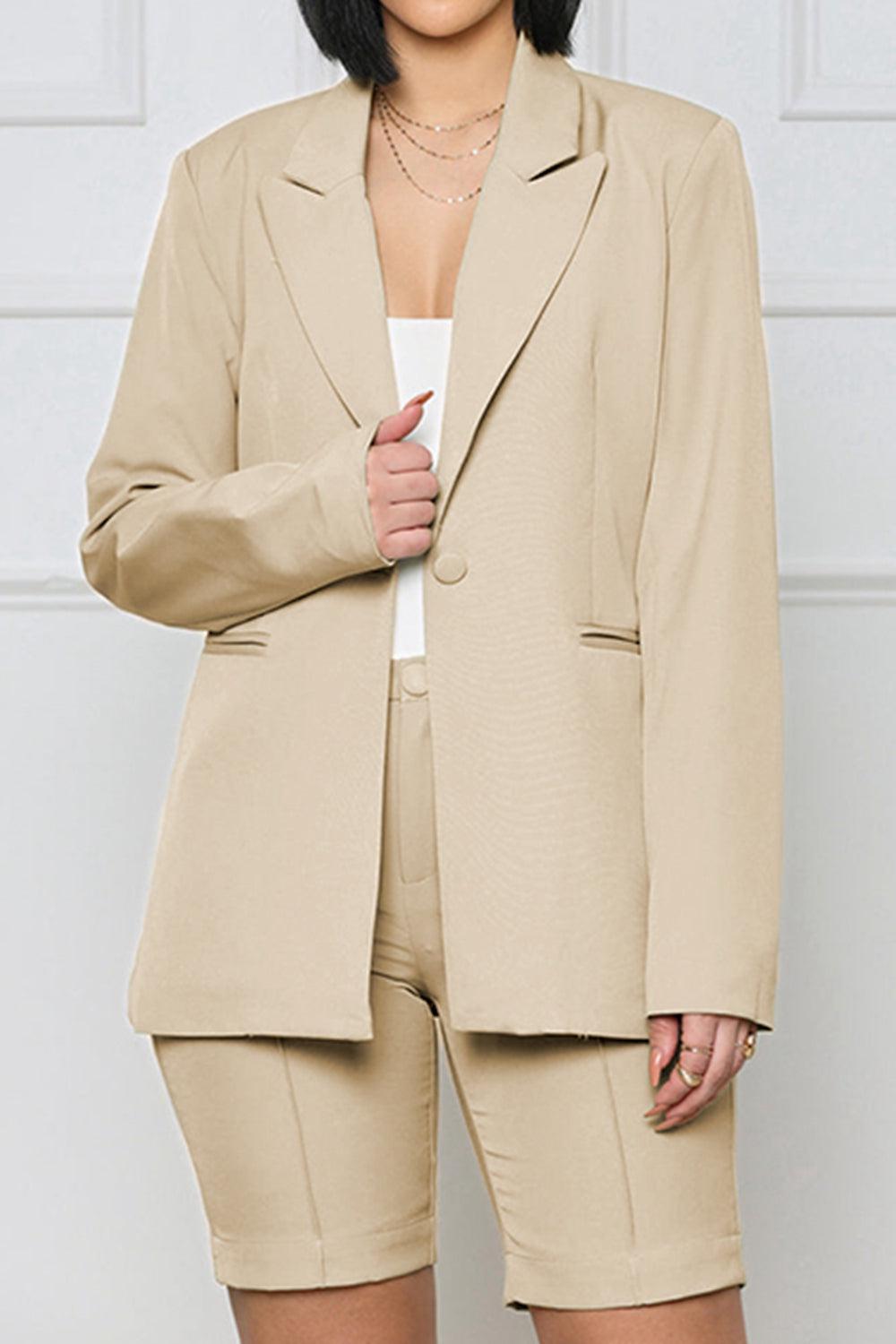 Long Sleeve Blazer and Shorts Set BLUE ZONE PLANET