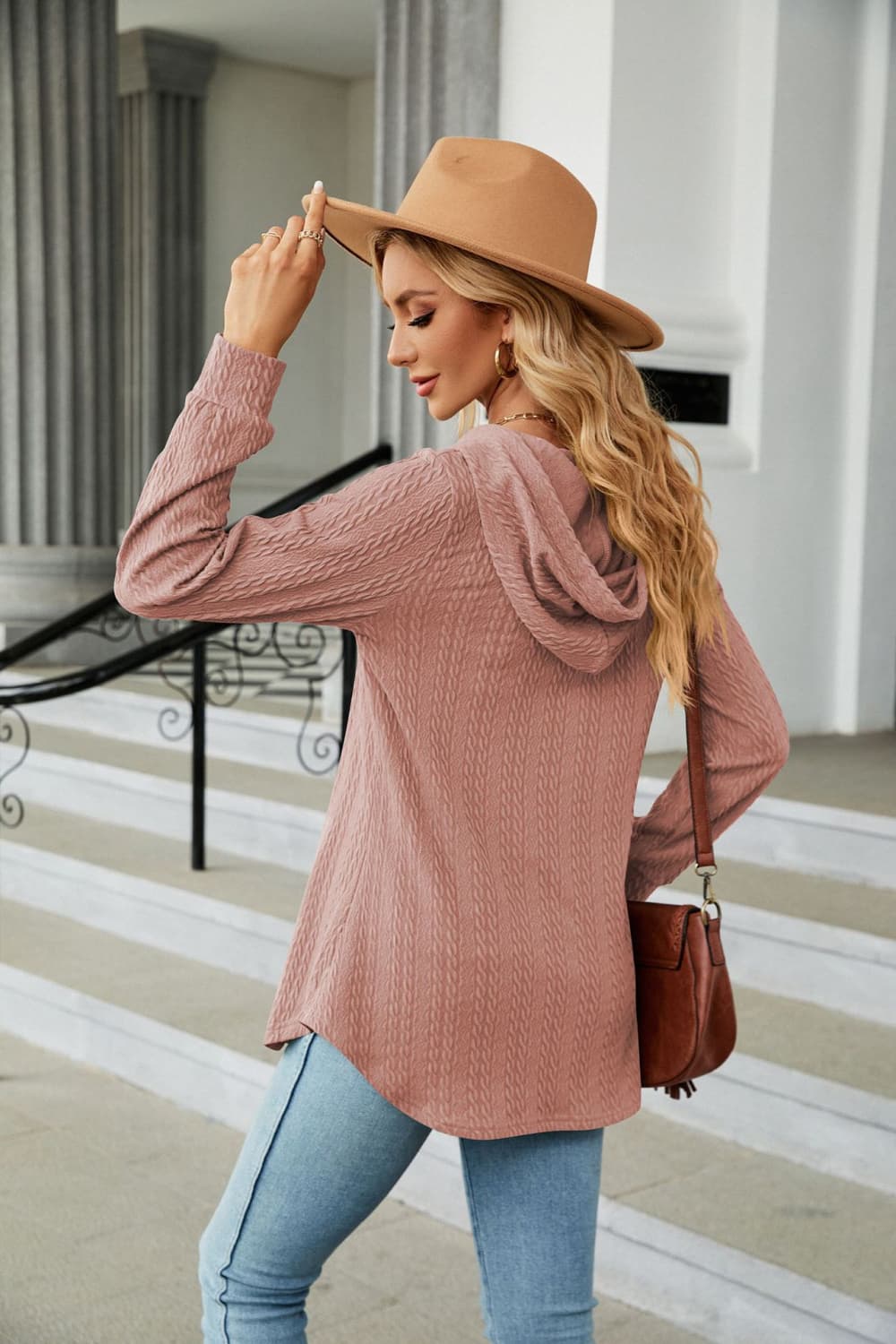 Long Sleeve Hooded Blouse BLUE ZONE PLANET