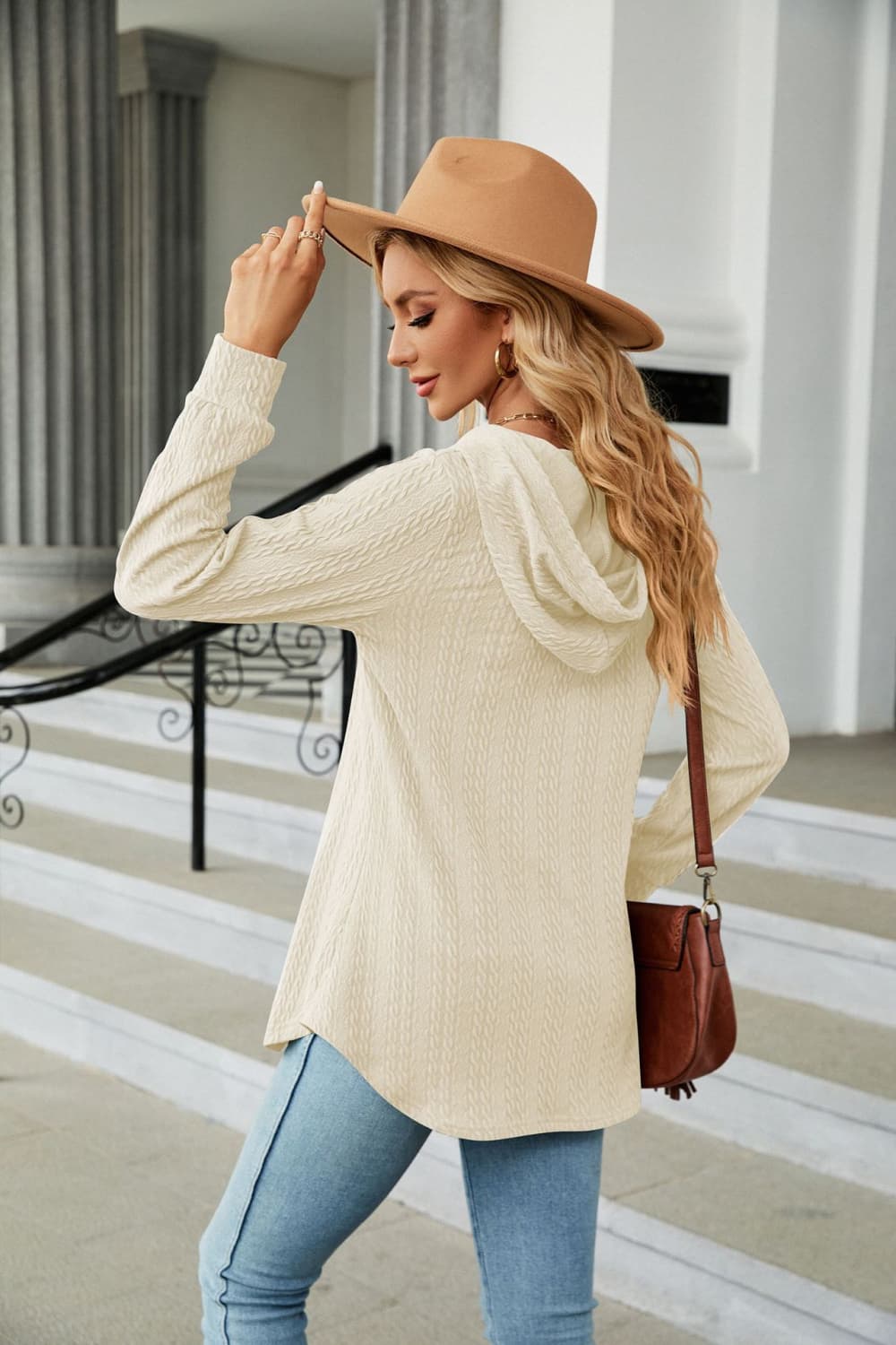 Long Sleeve Hooded Blouse BLUE ZONE PLANET