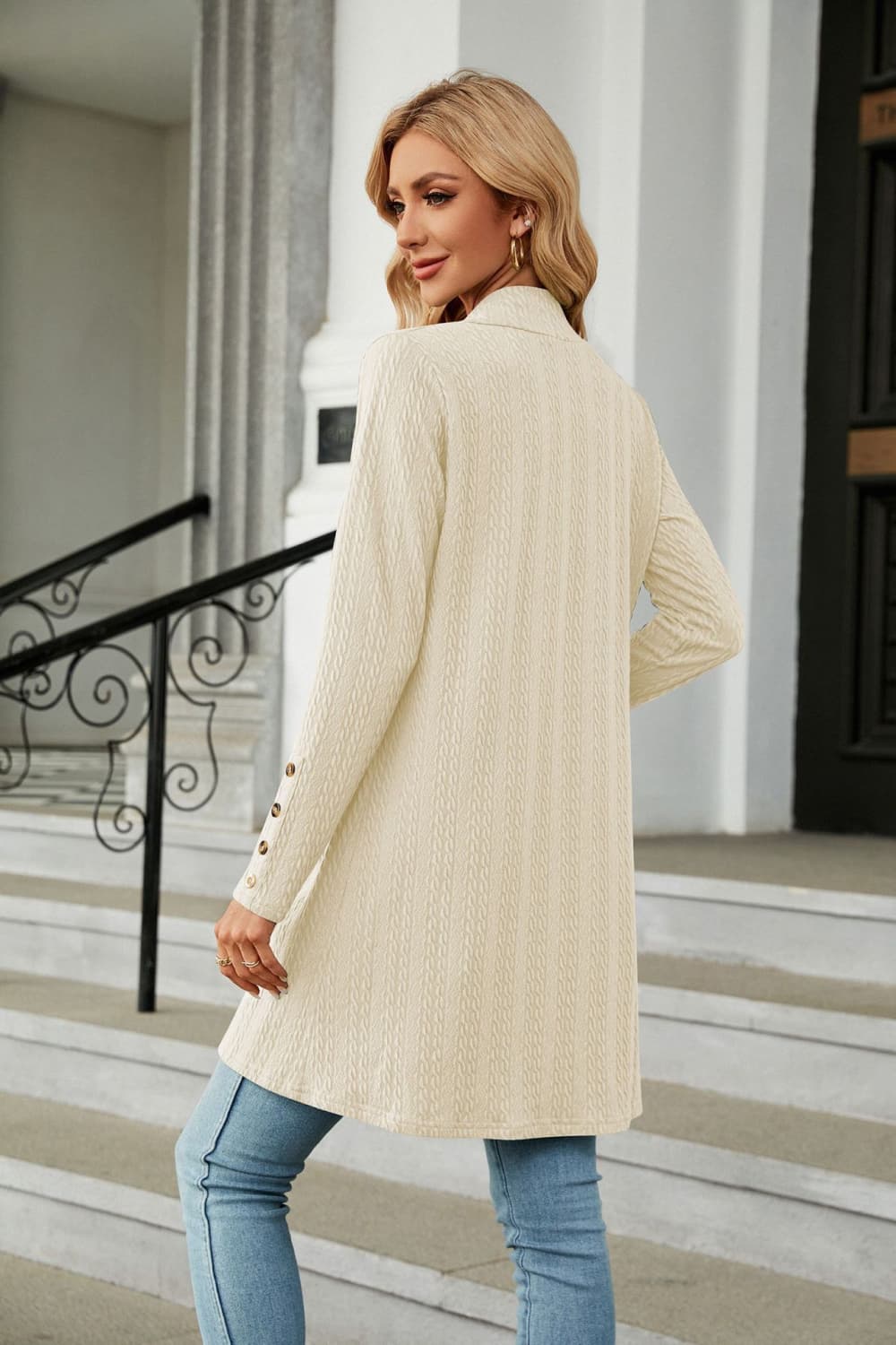 Long Sleeve Open Front Cardigan BLUE ZONE PLANET