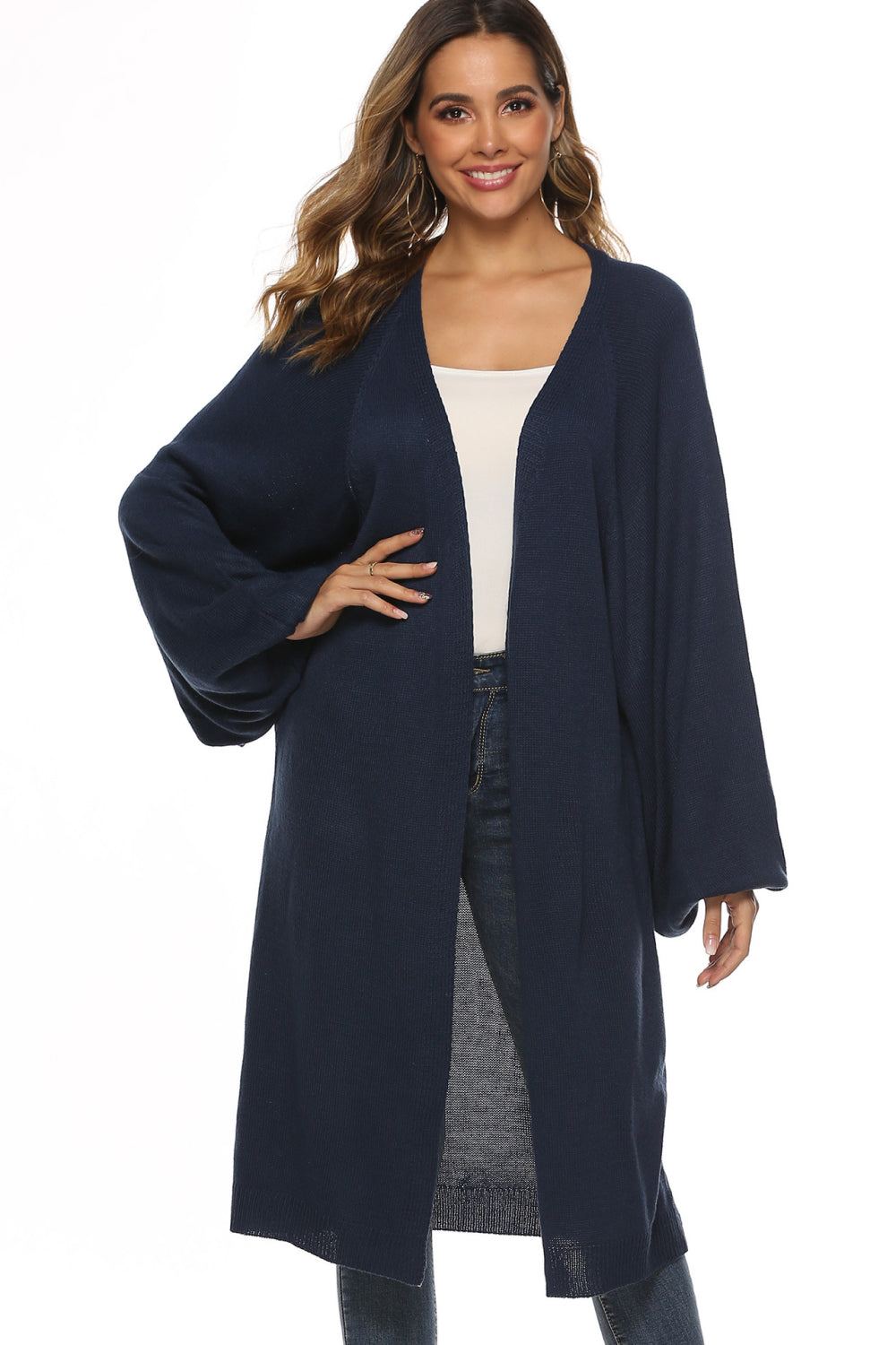 Long Sleeve Open Front Cardigan BLUE ZONE PLANET