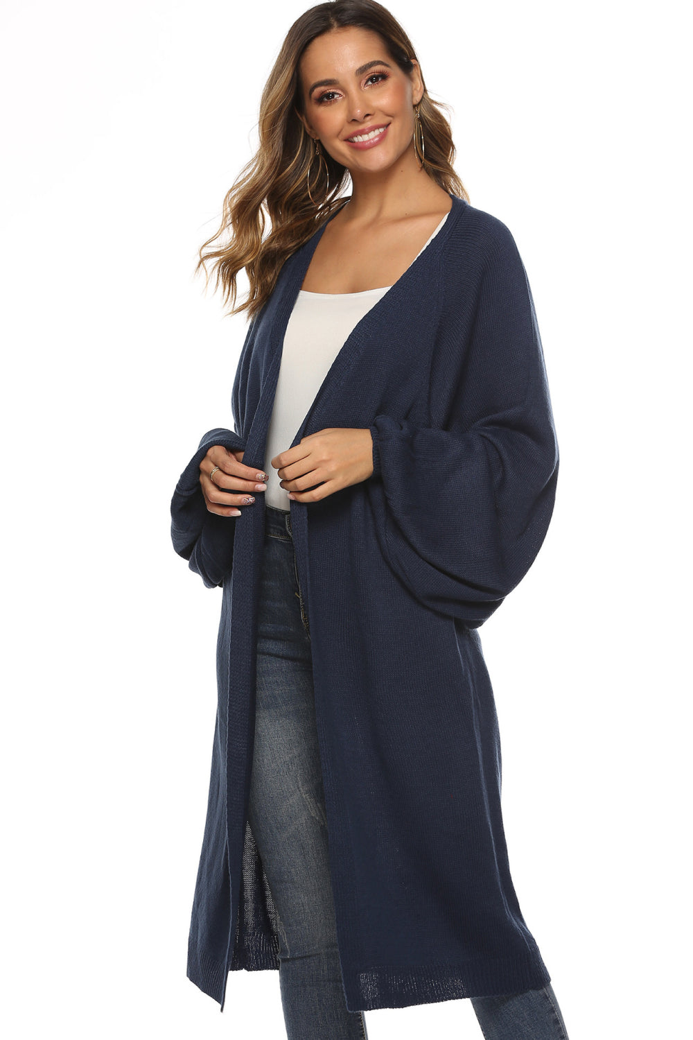 Long Sleeve Open Front Cardigan BLUE ZONE PLANET