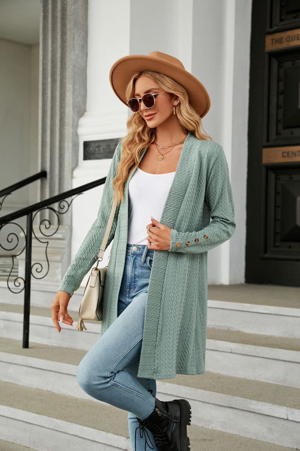 Long Sleeve Open Front Cardigan BLUE ZONE PLANET