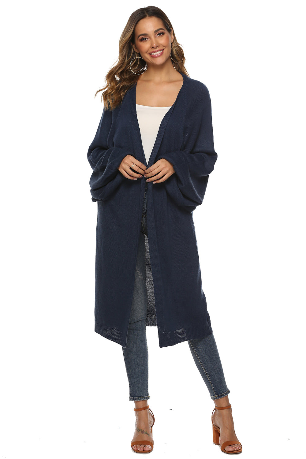 Long Sleeve Open Front Cardigan BLUE ZONE PLANET