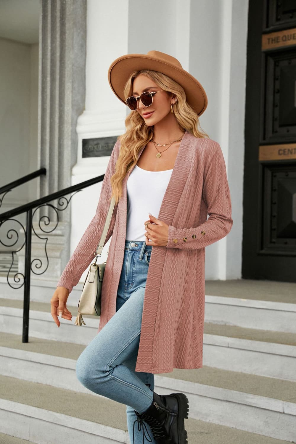 Long Sleeve Open Front Cardigan BLUE ZONE PLANET