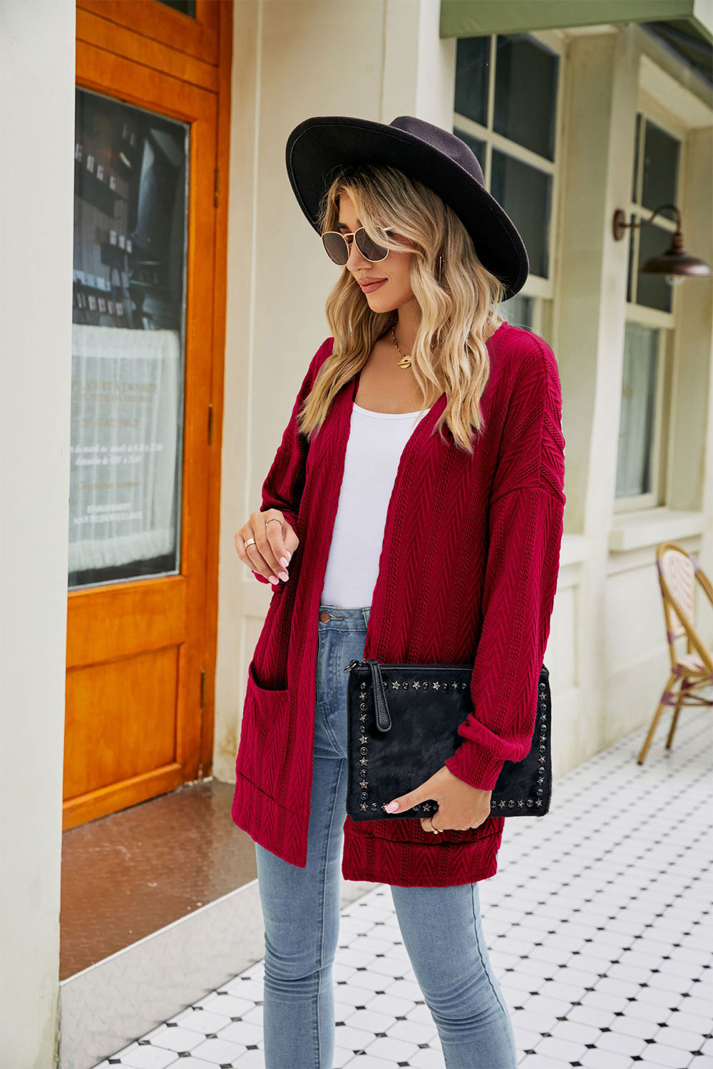 Long Sleeve Pocketed Cardigan BLUE ZONE PLANET