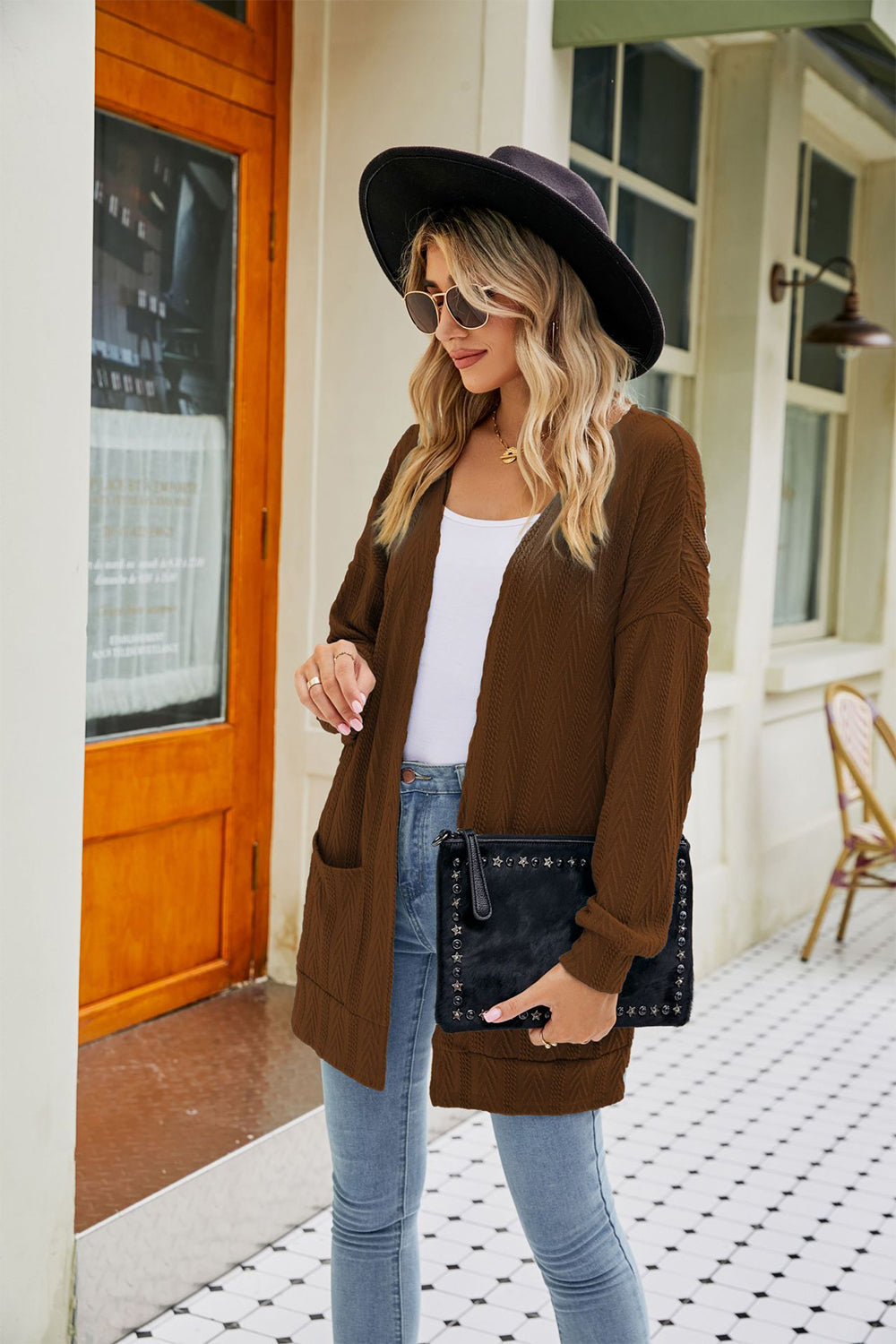 Long Sleeve Pocketed Cardigan BLUE ZONE PLANET