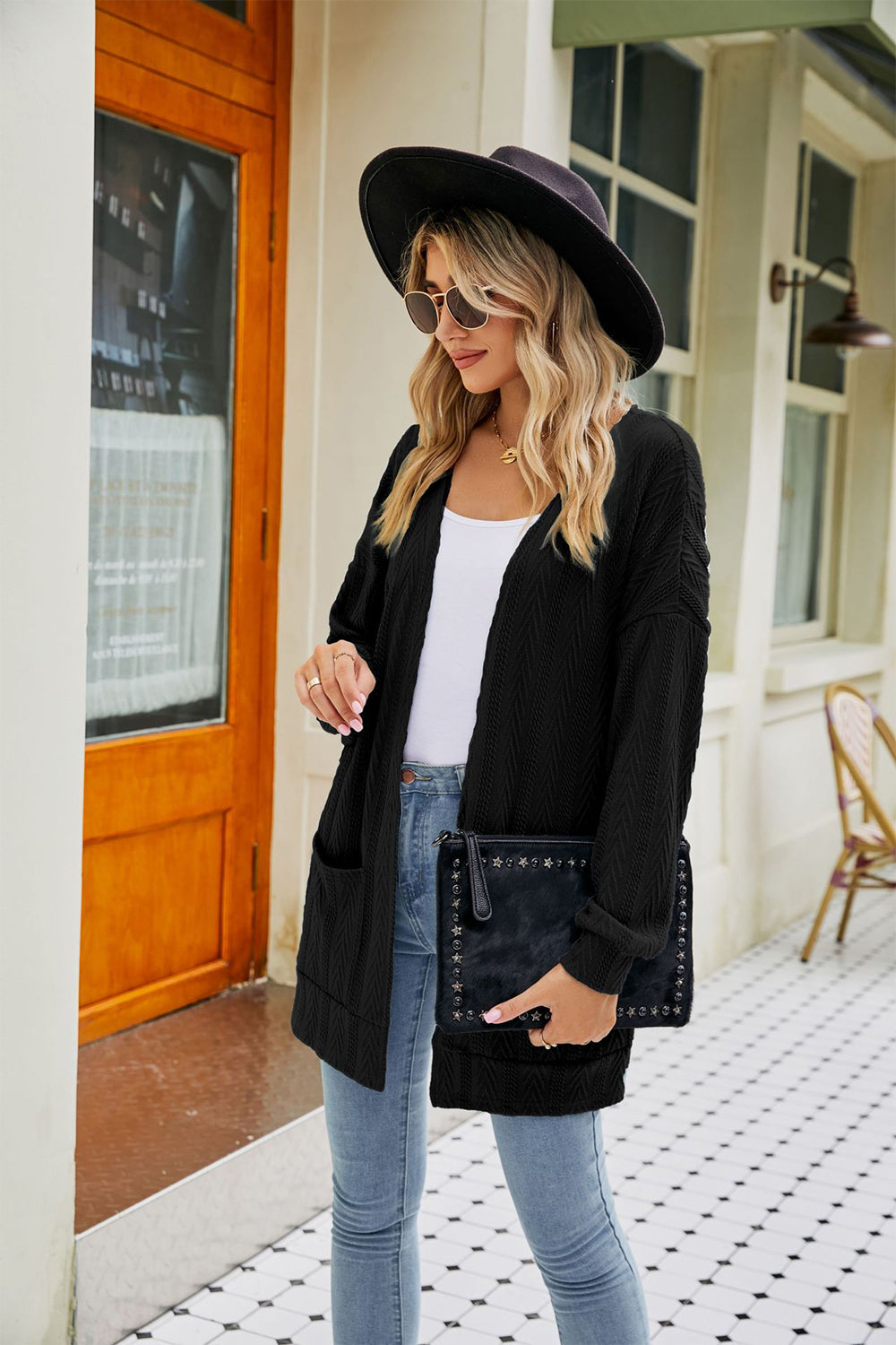 Long Sleeve Pocketed Cardigan BLUE ZONE PLANET