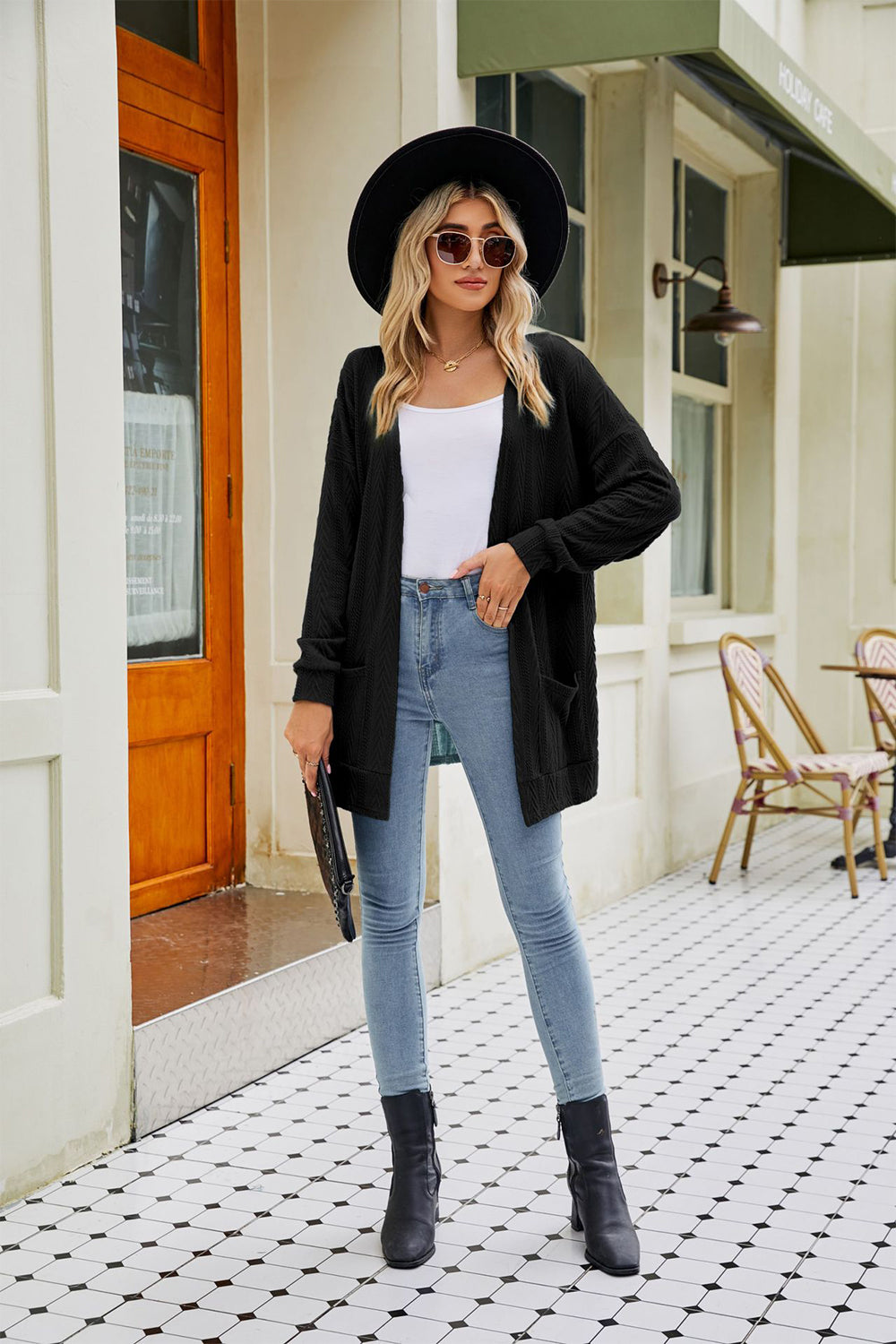 Long Sleeve Pocketed Cardigan BLUE ZONE PLANET