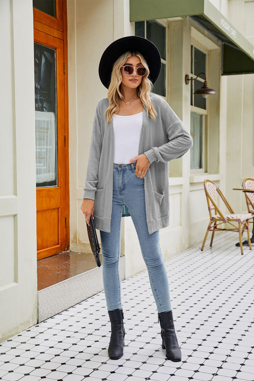 Long Sleeve Pocketed Cardigan BLUE ZONE PLANET
