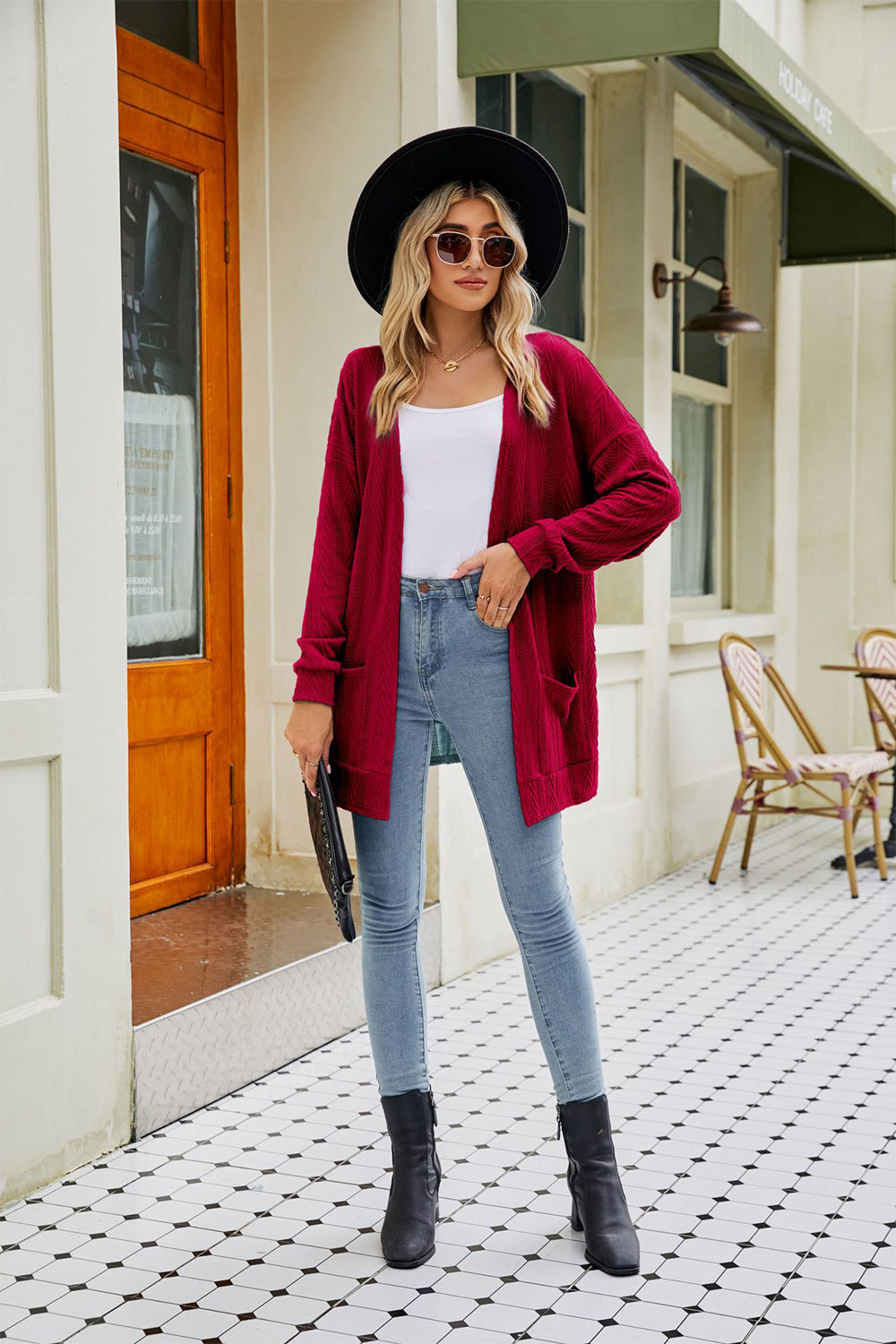 Long Sleeve Pocketed Cardigan BLUE ZONE PLANET