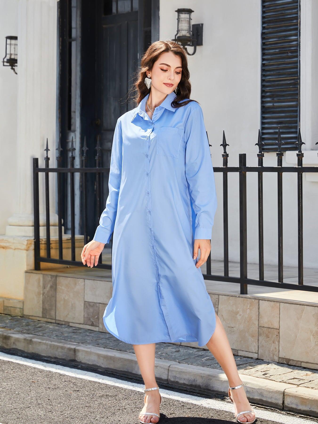 Midi shirt dress outlet with slits