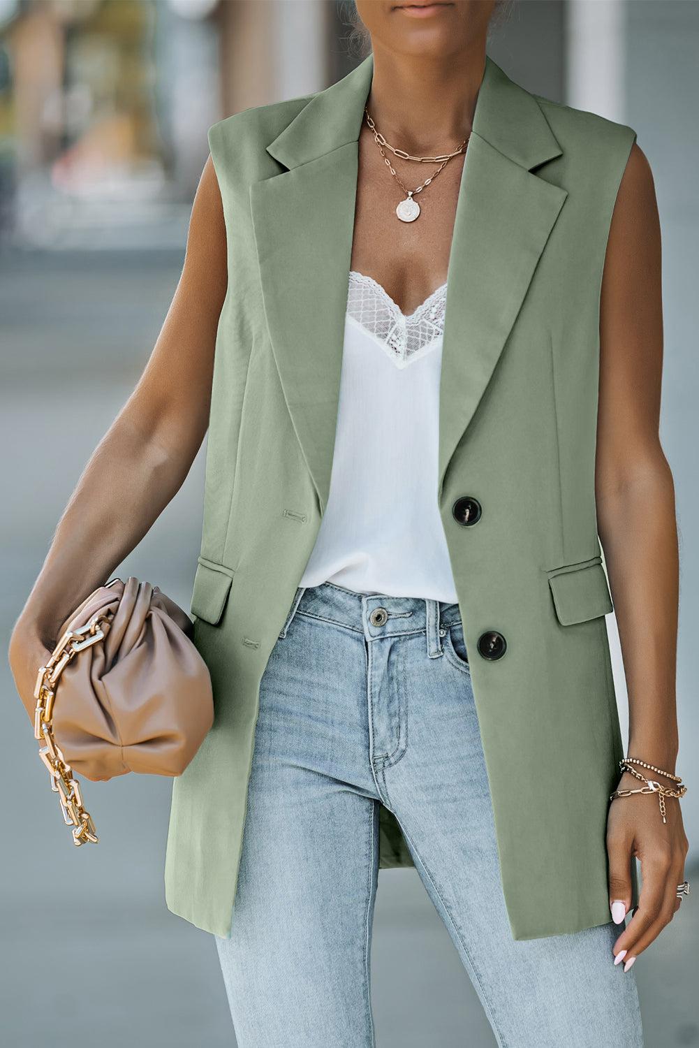 Longline Blazer Vest with Pockets BLUE ZONE PLANET