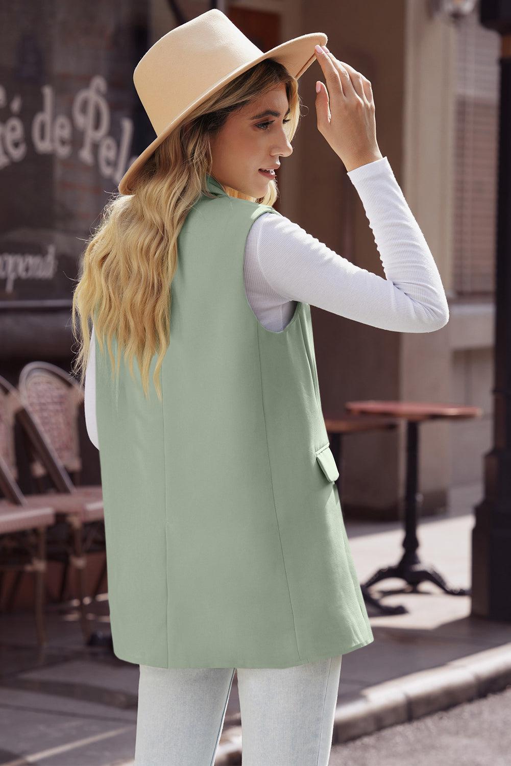 Longline Blazer Vest with Pockets BLUE ZONE PLANET