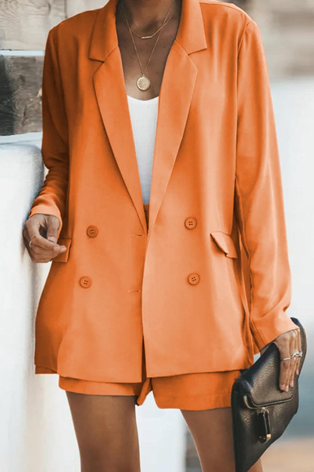 Longline Blazer and Shorts Set with Pockets BLUE ZONE PLANET