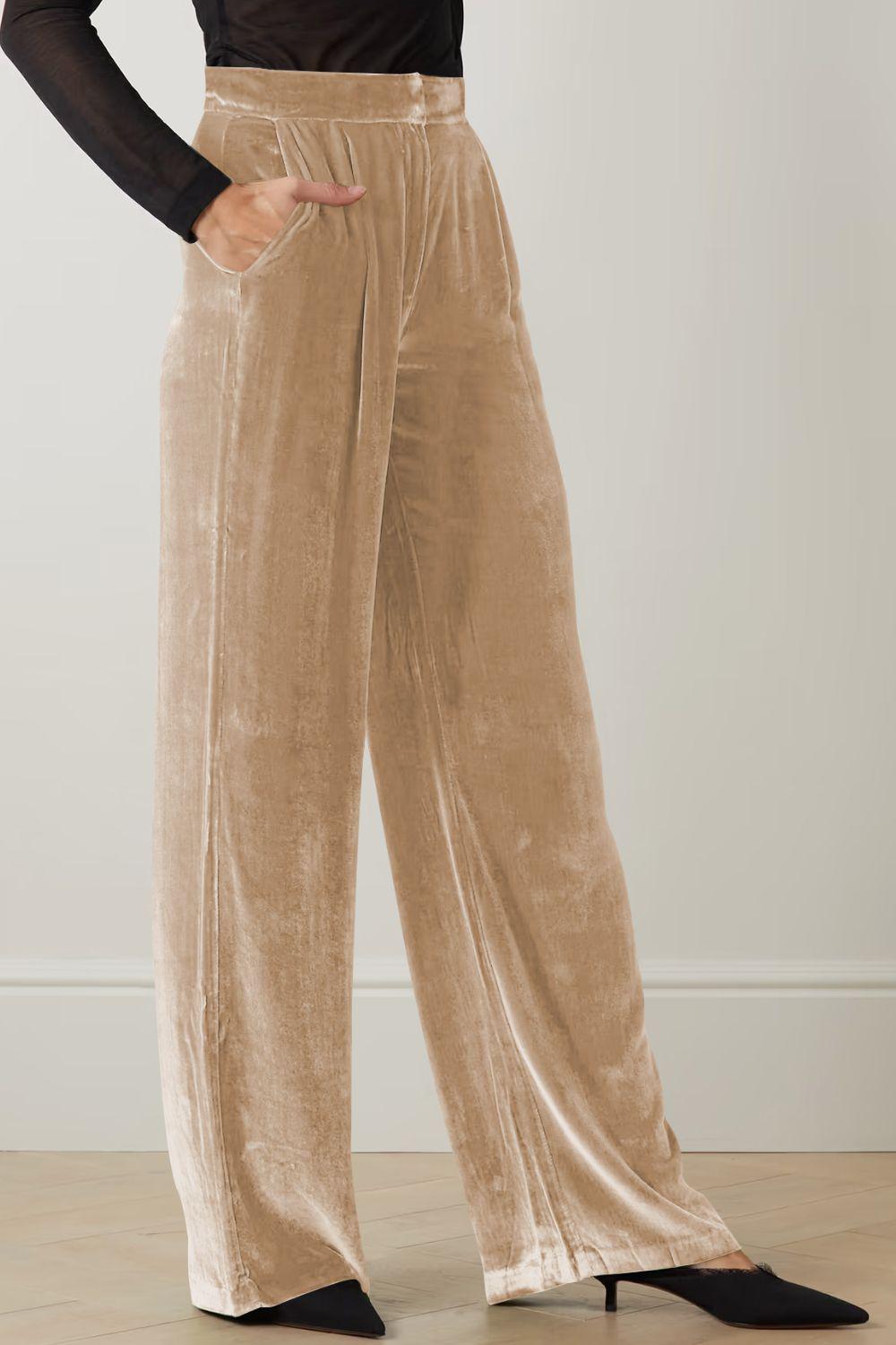 Loose Fit High Waist Long Pants with Pockets BLUE ZONE PLANET