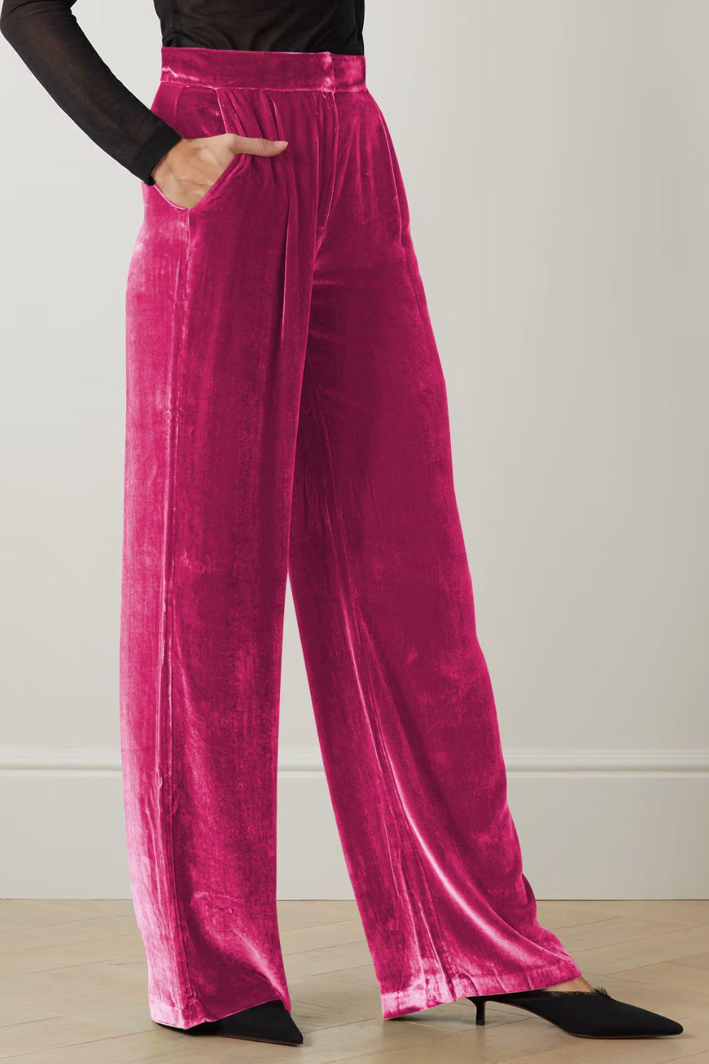 Loose Fit High Waist Long Pants with Pockets BLUE ZONE PLANET