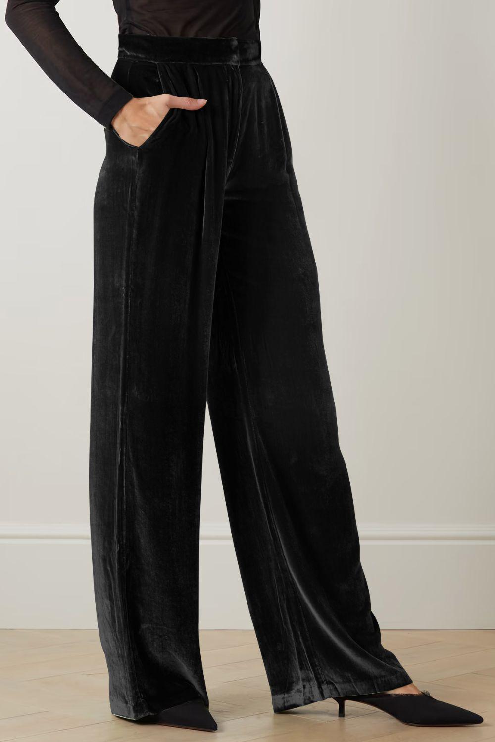 Loose Fit High Waist Long Pants with Pockets BLUE ZONE PLANET