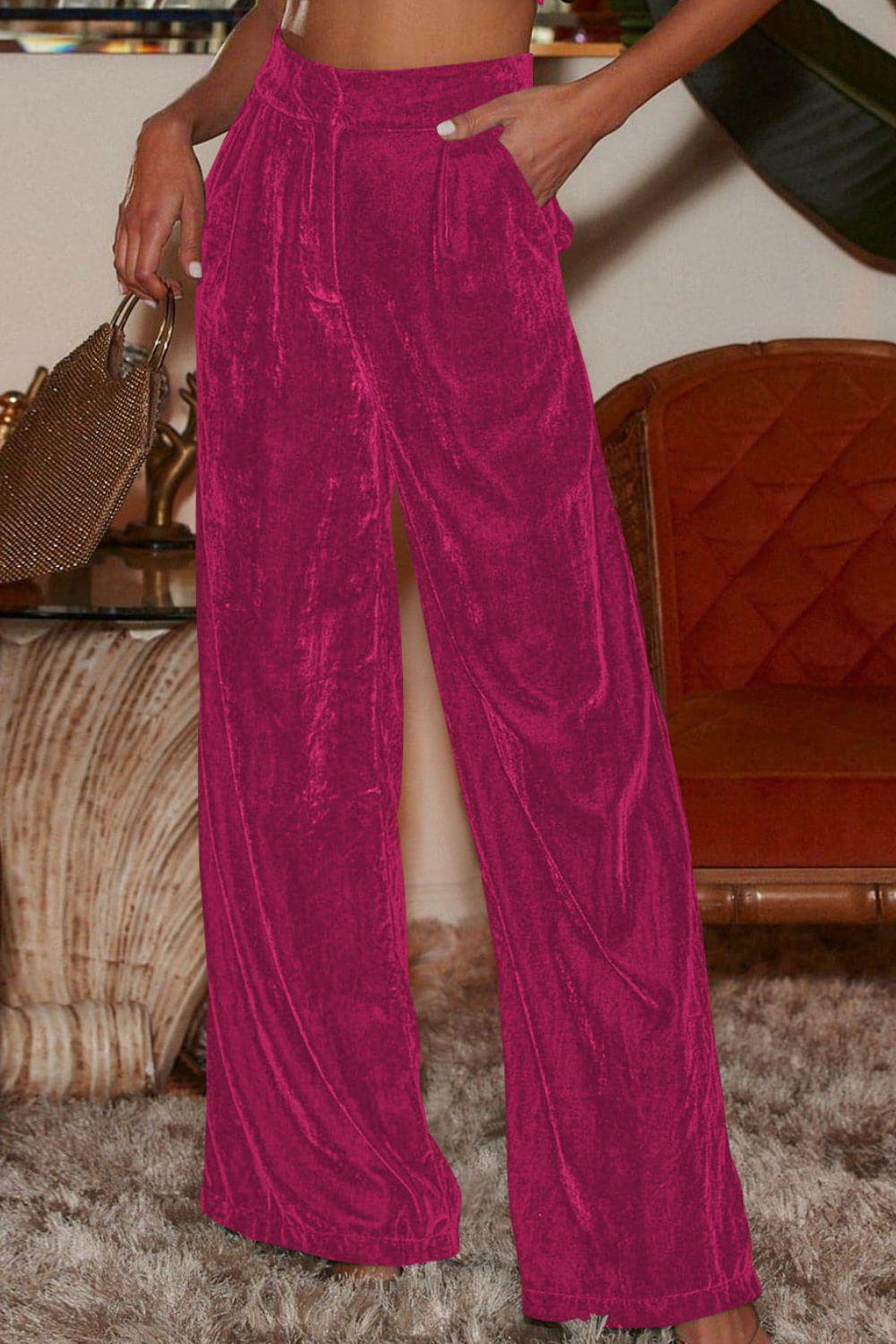 Loose Fit High Waist Long Pants with Pockets BLUE ZONE PLANET