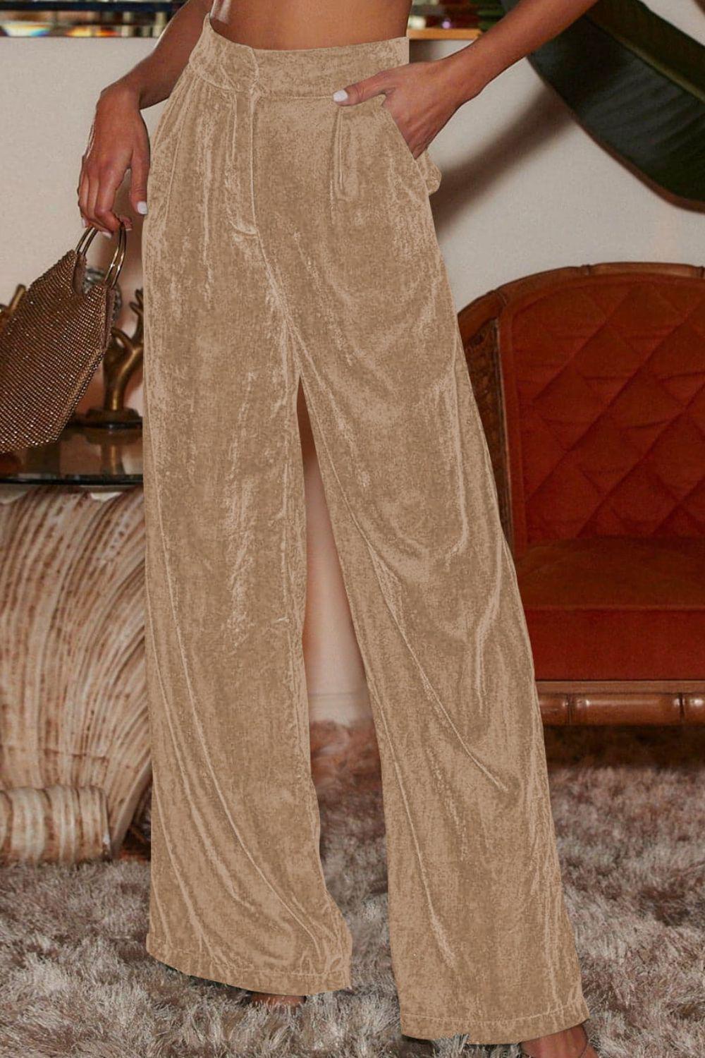 Loose Fit High Waist Long Pants with Pockets BLUE ZONE PLANET