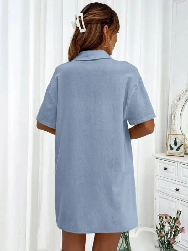 Loose-fit short-sleeve single-breasted shorts Two-piece solid-color shirt set kakaclo