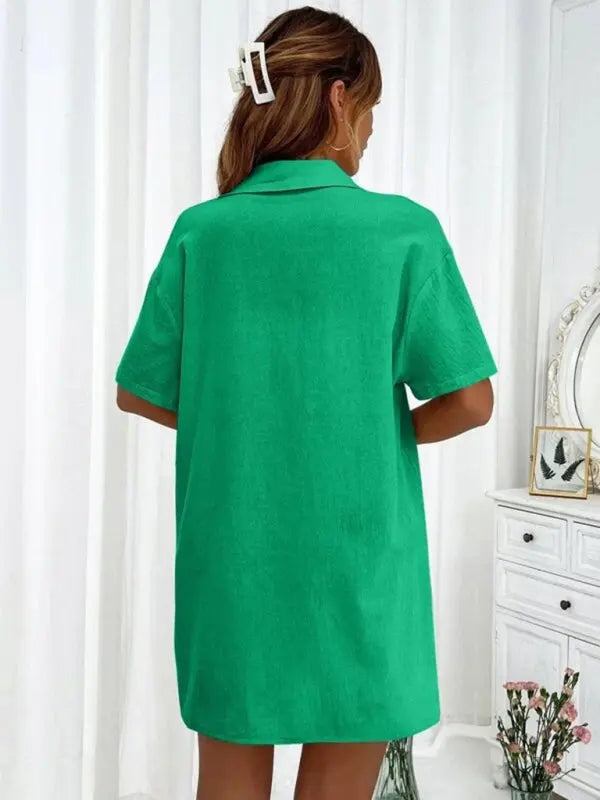 Loose-fit short-sleeve single-breasted shorts Two-piece solid-color shirt set kakaclo