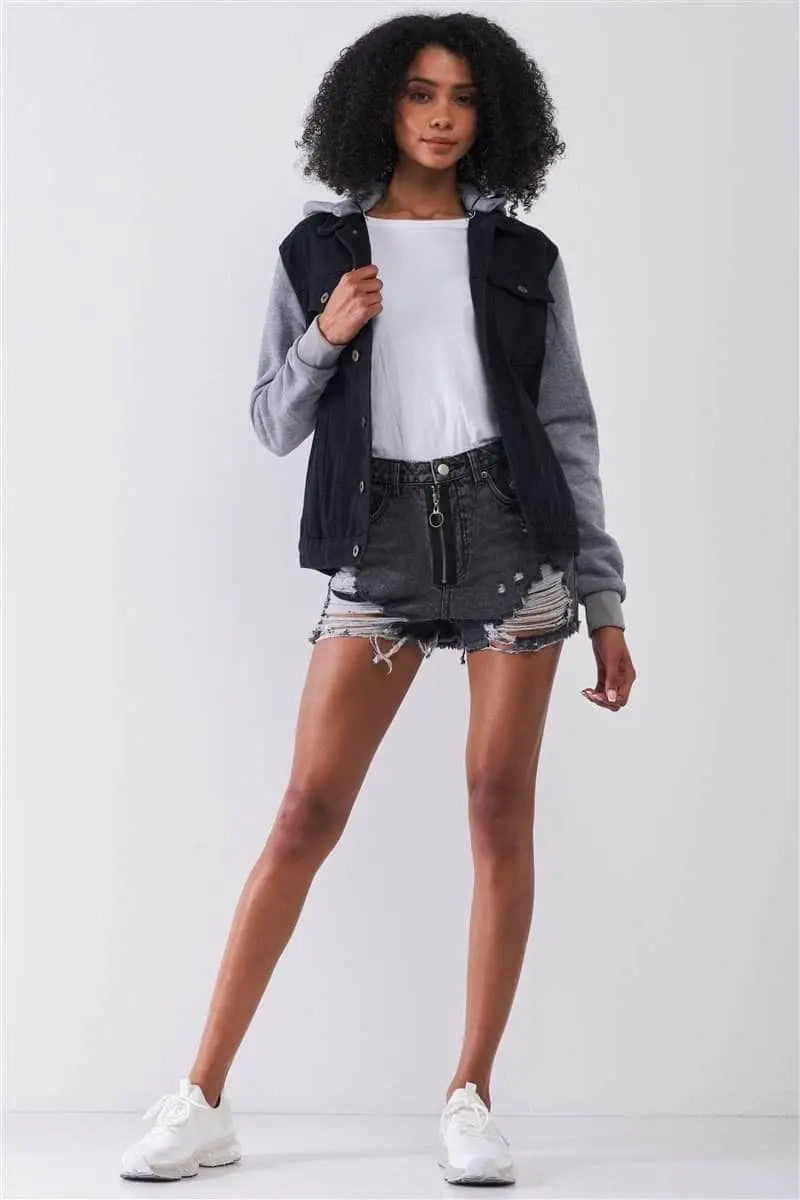 Love or Hate Distressed Denim Shorts Blue Zone Planet