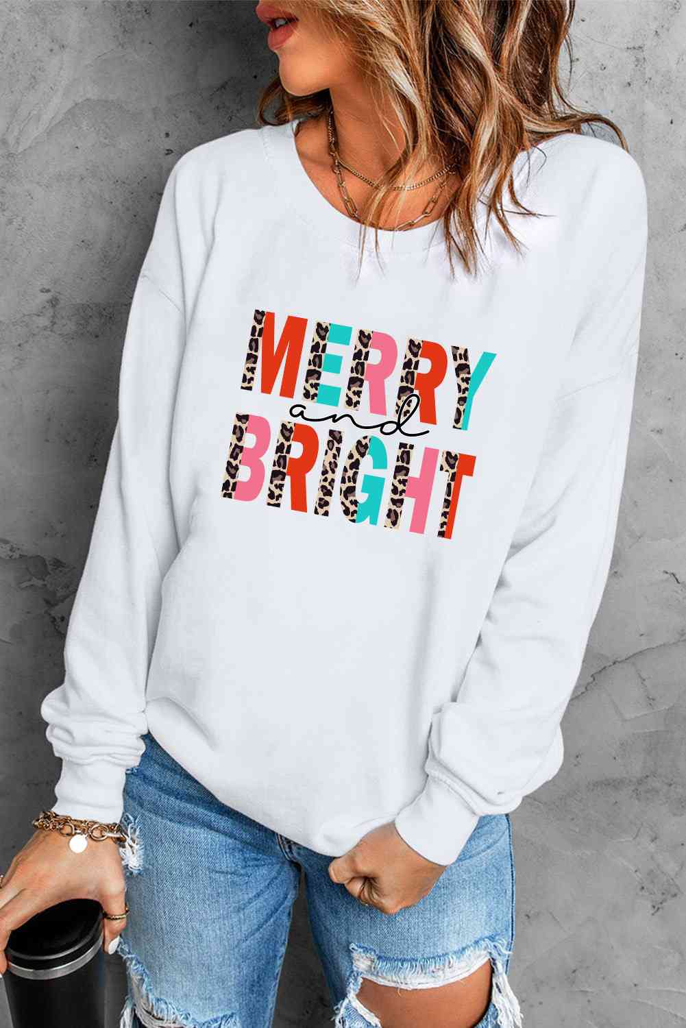 MERRY AND BRIGHT Graphic Sweatshirt BLUE ZONE PLANET