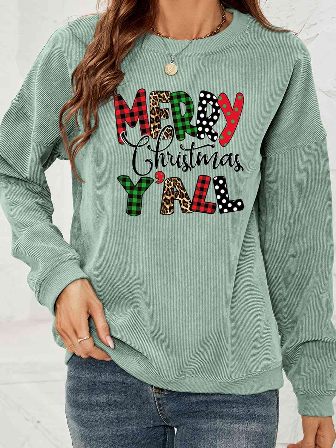 MERRY CHRISTMAS Y'ALL Graphic Sweatshirt BLUE ZONE PLANET