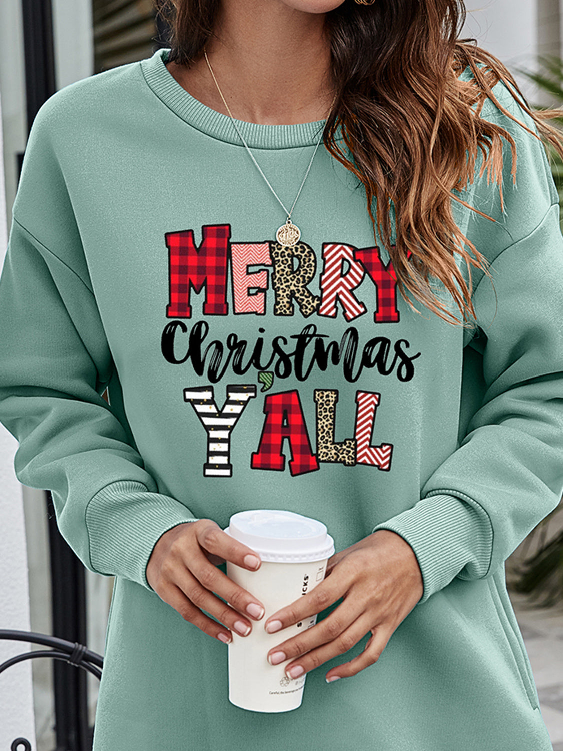 MERRY CHRISTMAS Y'ALL Graphic Sweatshirt BLUE ZONE PLANET