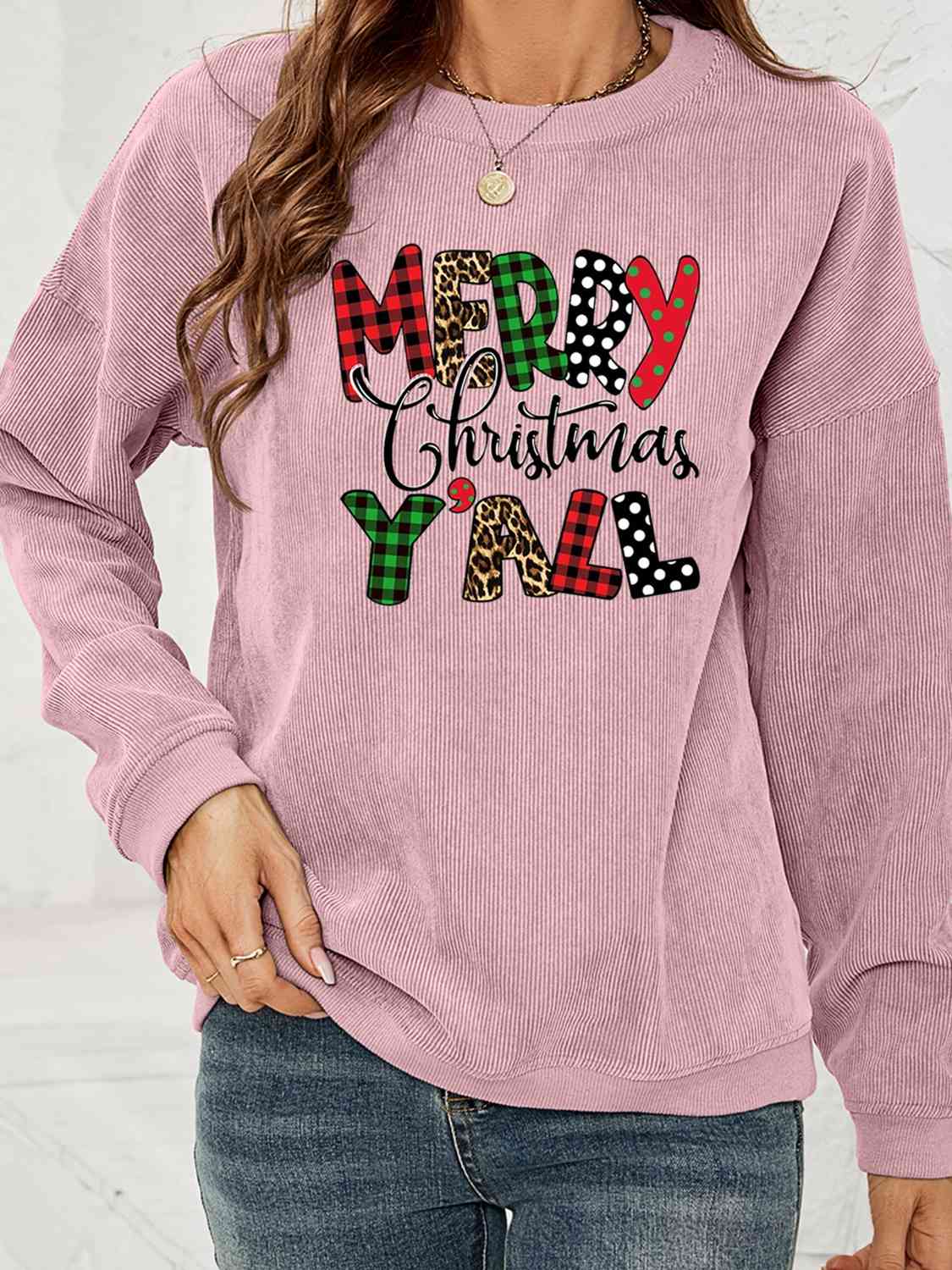 MERRY CHRISTMAS Y'ALL Graphic Sweatshirt BLUE ZONE PLANET